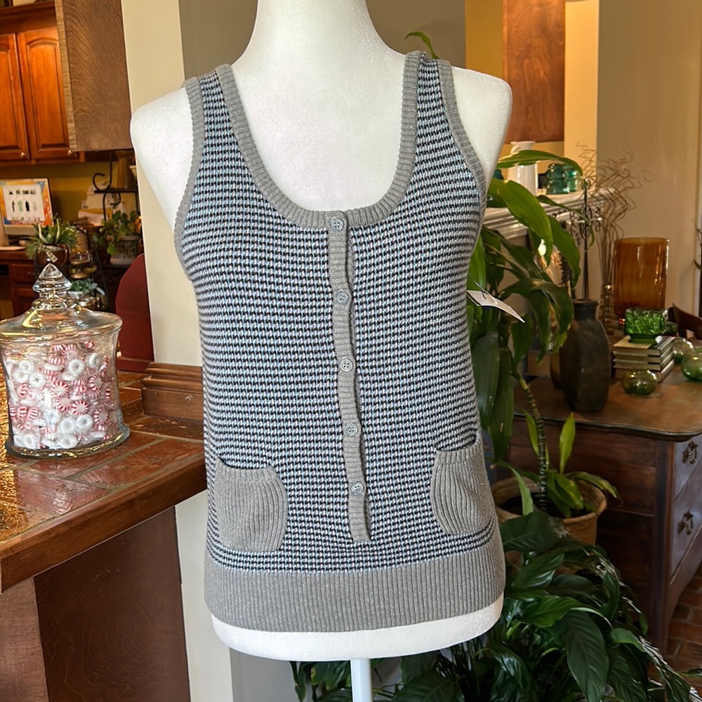 Shu Shu Jacquard  sweater vest/top szS NWT - Picture 2 of 13